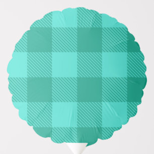 Teal And Turquoise Gingham Plaid Design Balloon