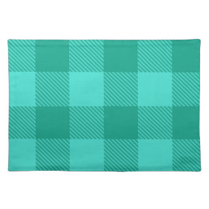 Teal And Turquoise Gingham Plaid Design Cloth Placemat