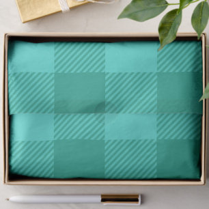 Teal And Turquoise Gingham Plaid Design Tissue Paper