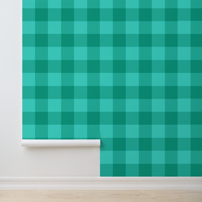 Teal And Turquoise Gingham Plaid Design  Wallpaper (Creator Uploaded)
