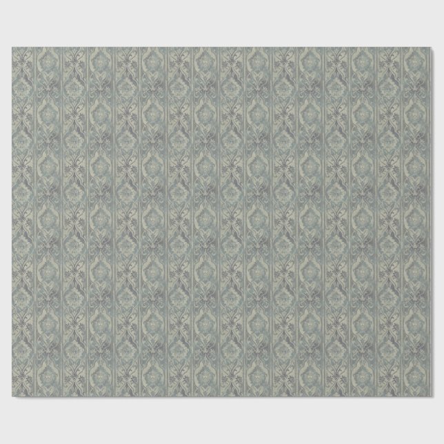 Teal and Warm Beige Damask Wrapping Paper (Flat)