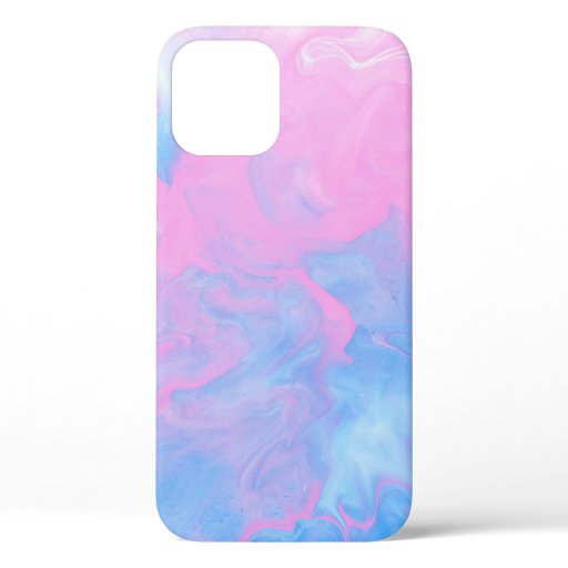 TEAL AND WHITE ABSTRACT PAINTING iPhone 12 CASE