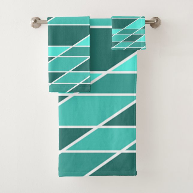 Teal and White Bath Towel Set (Insitu)
