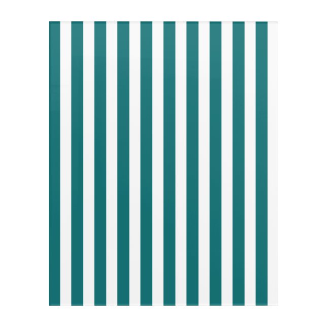 Teal and white candy stripes acrylic print (Front)