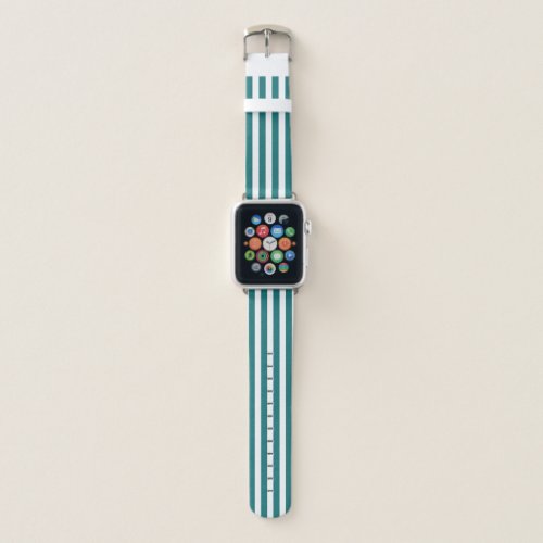 Teal and white candy stripes apple watch band