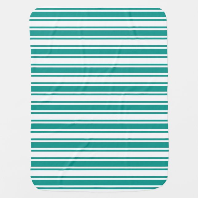 Teal and white candy stripes baby blanket (Front)