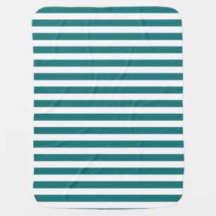 Teal and white candy stripes baby blanket