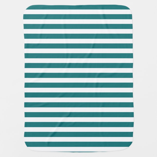 Teal and white candy stripes baby blanket (Front)