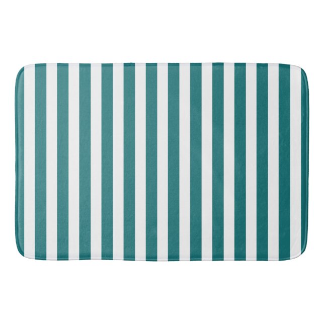 Teal and white candy stripes bath mat (Front)