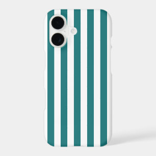 Teal and white candy stripes iPhone 17 case