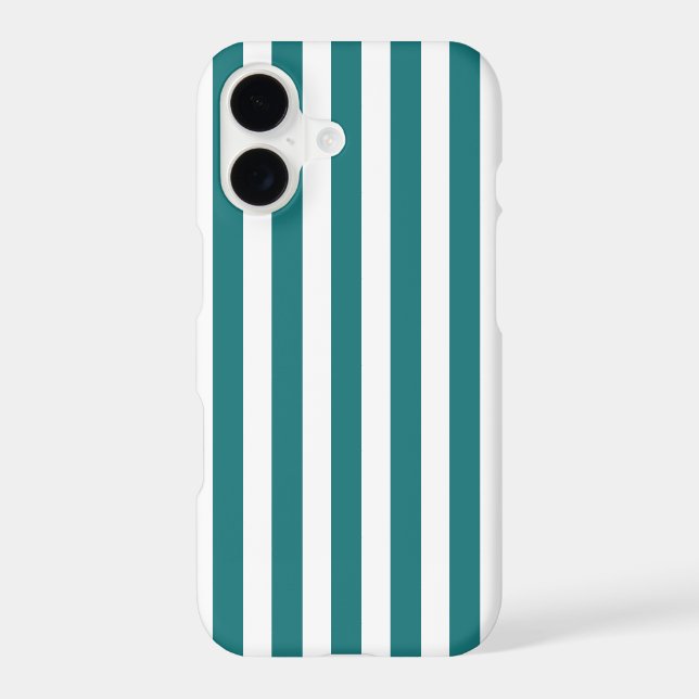 Teal and white candy stripes Case-Mate iPhone case (Back)
