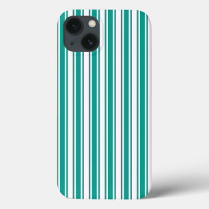 Teal and white candy stripes Case-Mate iPhone case