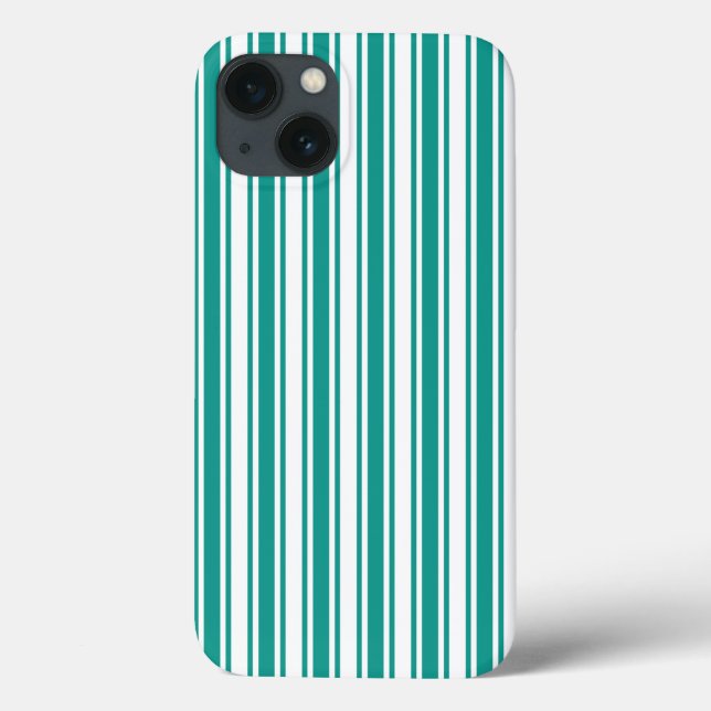 Teal and white candy stripes Case-Mate iPhone case (Back)