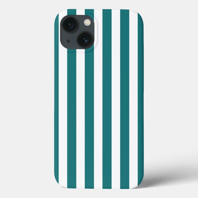 Teal and white candy stripes Case-Mate iPhone case (Back)