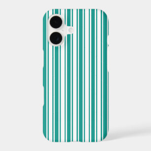 Teal and white candy stripes iPhone 17 case