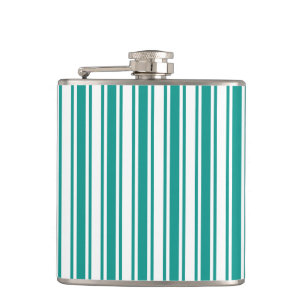 Teal and white candy stripes flask