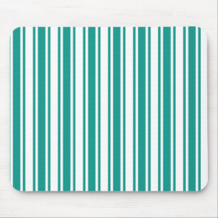 Teal and white candy stripes mouse pad
