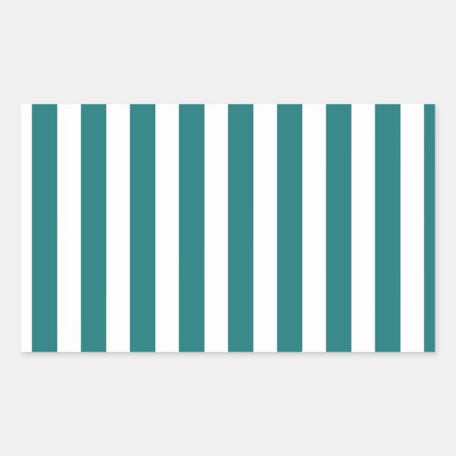 Teal and white candy stripes rectangular sticker (Front)