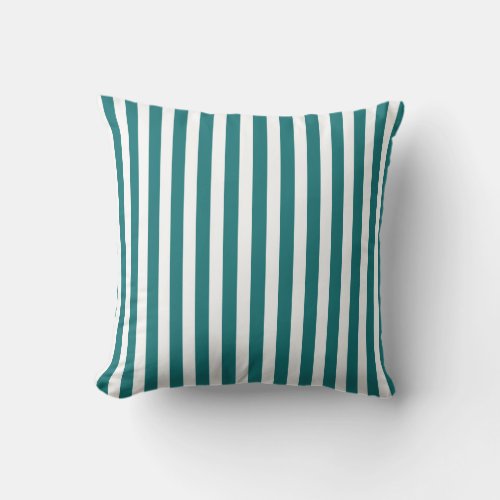 Teal and white candy stripes throw pillow