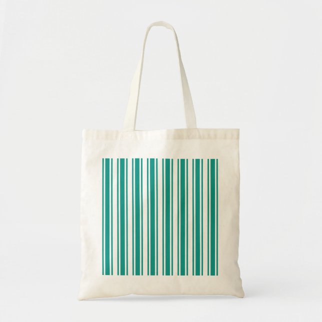 Teal and white candy stripes tote bag (Front)
