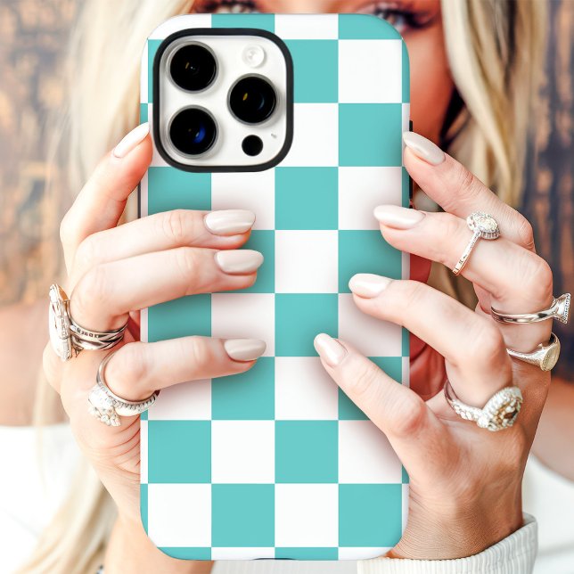 Teal And White Checkerboard  Case-Mate iPhone Case (Creator Uploaded)