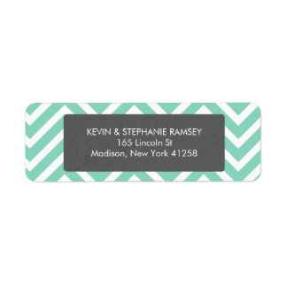 Teal and White Chevron Label