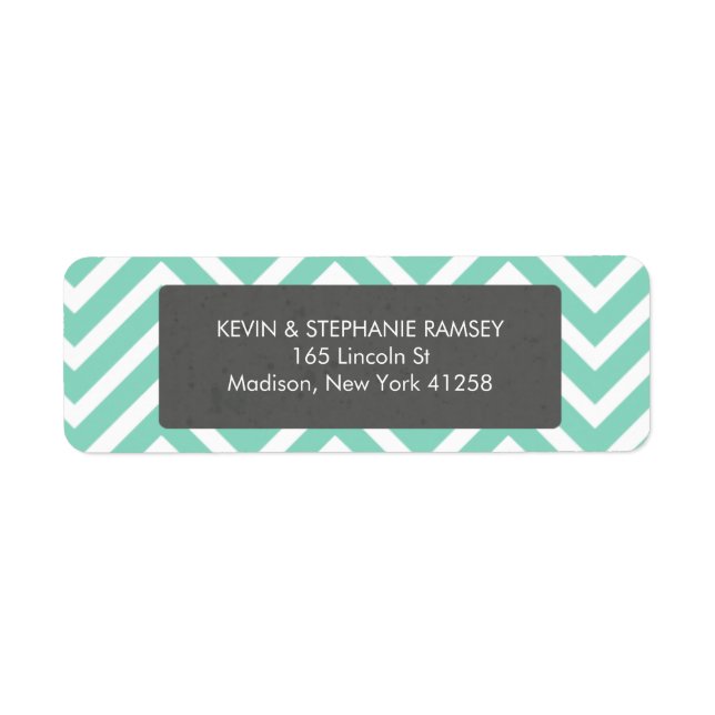 Teal and White Chevron Label (Front)