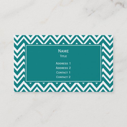 Teal and White Chevron Pattern Business Cards
