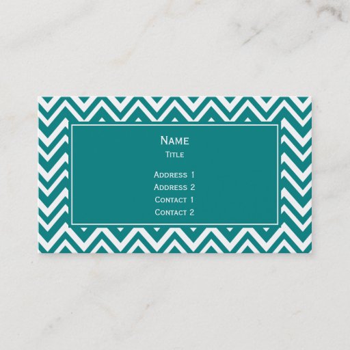 Customizable Teal and White Chevron Pattern Business Cards