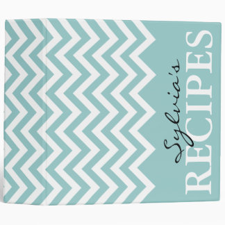 Teal and white chevron pattern recipe binder book