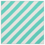 Teal and White Diagonal Stripes Pattern Fabric