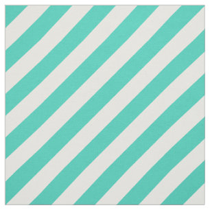Teal and White Diagonal Stripes Pattern Fabric