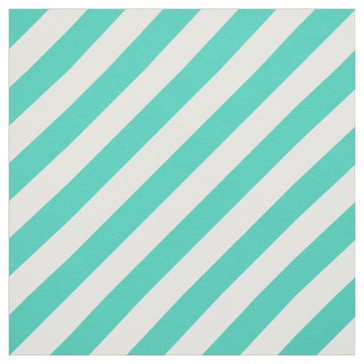 Teal and White Diagonal Stripes Pattern Fabric