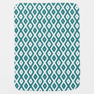 Teal and white diamond pattern baby blanket