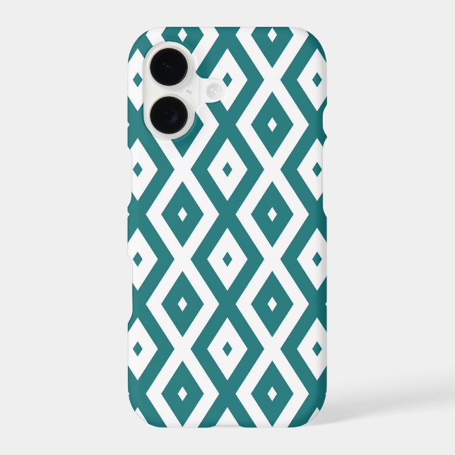 Teal and white diamond pattern Case-Mate iPhone case (Back)