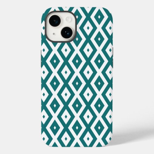 Teal and white diamond pattern Case_Mate iPhone 14 case