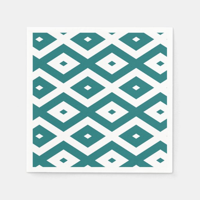 Teal and white diamond pattern napkins (Front)