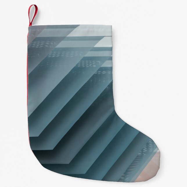 Teal and white digital wallpaper small christmas stocking (Front)