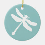 Teal And White Dragonfly Ceramic Ornament at Zazzle