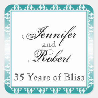 Teal and White Filigree Envelope Seal
