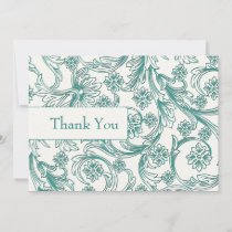 Teal and White Floral Spring Wedding Design Invitation