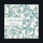 Teal and White Floral Spring Wedding Design Magnet<br><div class="desc">Teal and White Floral flowers Spring Wedding Design</div>