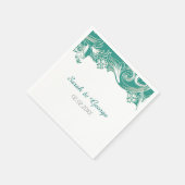 Teal and White Floral Spring Wedding Design Paper Napkins (Corner)