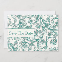 Teal and White Floral Spring Wedding Design Save The Date