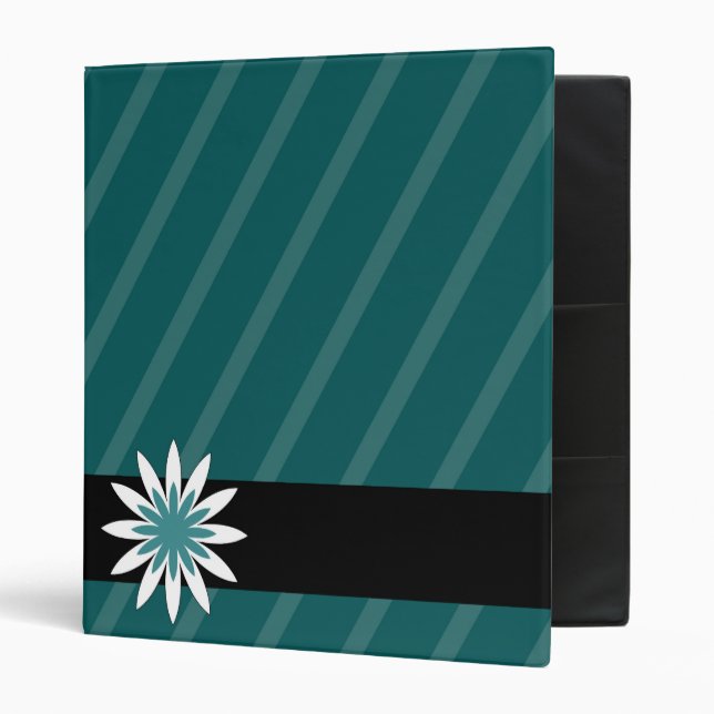 Teal and white flower stripes binder (Front/Inside)