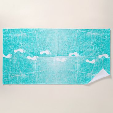 Teal and White Footprints Beach Towel Teal and White Footprints Beach Towel