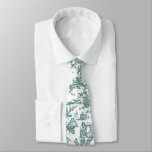 Teal And White French Toile Neck Tie at Zazzle