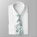 Teal and White French Toile Neck Tie<br><div class="desc">Stylish groomsmen neck tie done in a teal and white colored vintage French Toile pattern. Customize to add a large monogram or any text you want.</div>