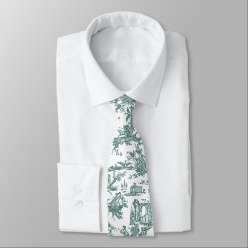 Teal And White French Toile Neck Tie by Myweddingday at Zazzle
