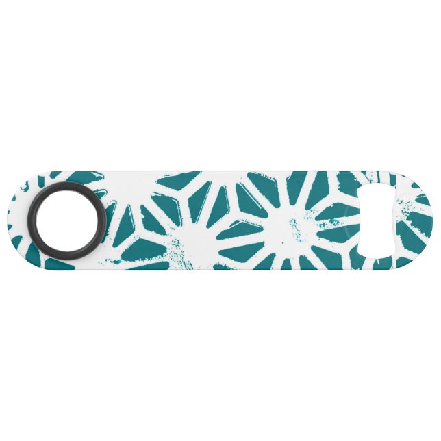 Teal and white geometric pattern bar key (Front (Horizontal))